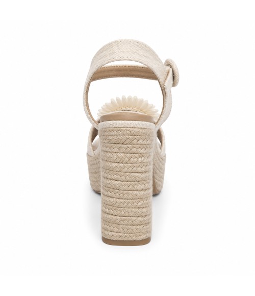 Sandalia De Tacon Y Plataforma Para Mujer Color Beige Con Flor Montevita Sienaza 105302