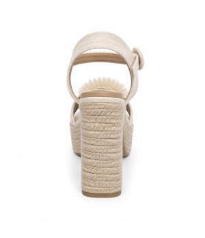 Sandalia De Tacon Y Plataforma Para Mujer Color Beige Con Flor Montevita Sienaza 105302