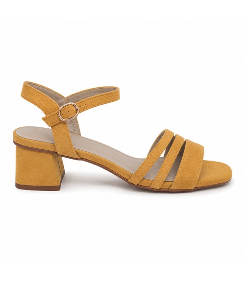 Sandalia De Tacon Bajo Para Mujer Color Naranja Montevita Malagaza 105304