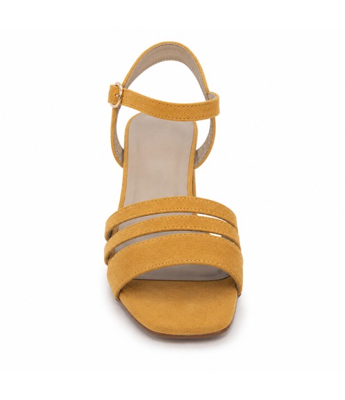 Sandalia De Tacon Bajo Para Mujer Color Naranja Montevita Malagaza 105304