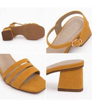 Sandalia De Tacon Bajo Para Mujer Color Naranja Montevita Malagaza 105304
