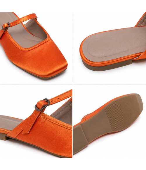Bailarina Merceditas Para Mujer Color Naranja Montevita Luccaza 105310