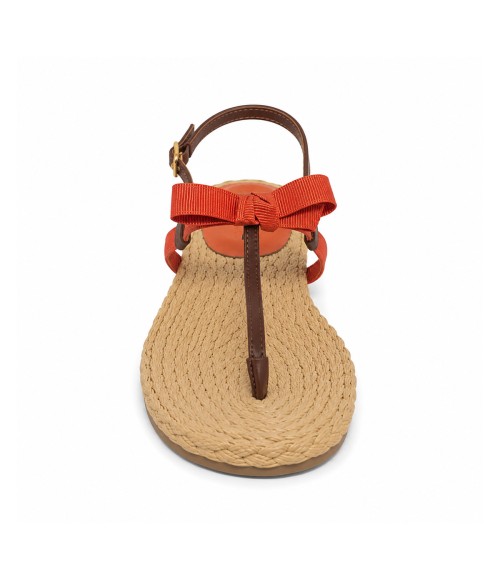 Sandalia Plana De Dedo Para Mujer Color Naranja Y Marron Montevita Ibiza 105300