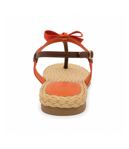 Sandalia Plana De Dedo Para Mujer Color Naranja Y Marron Montevita Ibiza 105300