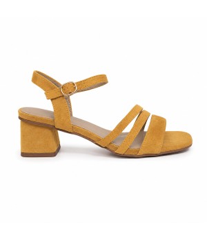 Sandalia De Tacon Bajo Para Mujer Color Amarillo Montevita Malagaza 105305