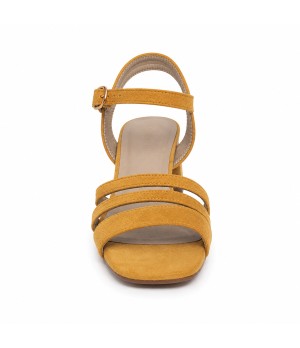Sandalia De Tacon Bajo Para Mujer Color Amarillo Montevita Malagaza 105305