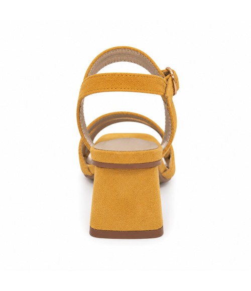 Sandalia De Tacon Bajo Para Mujer Color Amarillo Montevita Malagaza 105305