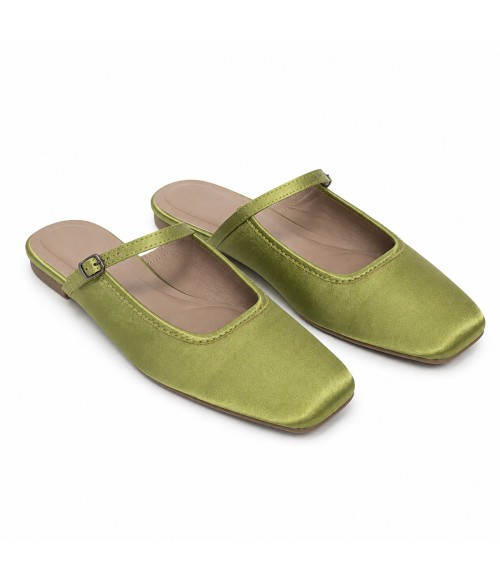 Bailarina Merceditas Para Mujer Color Verde Montevita Luccaza 105309