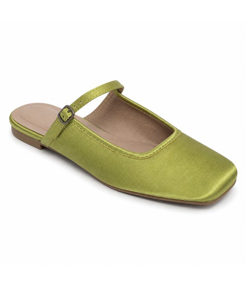 Bailarina Merceditas Para Mujer Color Verde Montevita Luccaza 105309