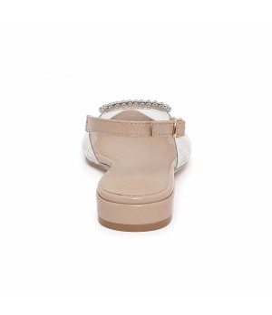 Zapato Plano Destalonado Transparente Para Mujer Pedreria Plateada Montevita Veniceza 105311