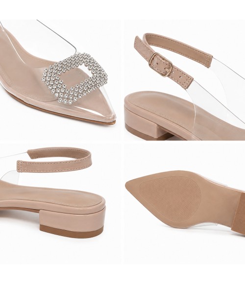 Zapato Plano Destalonado Transparente Para Mujer Pedreria Plateada Montevita Veniceza 105311