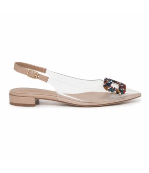 Zapato Plano Destalonado Transparente Para Mujer Pedreria Multicolor Montevita Veniceza 105312