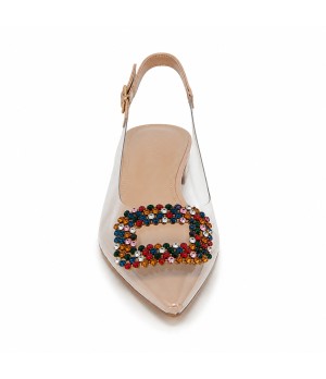 Zapato Plano Destalonado Transparente Para Mujer Pedreria Multicolor Montevita Veniceza 105312