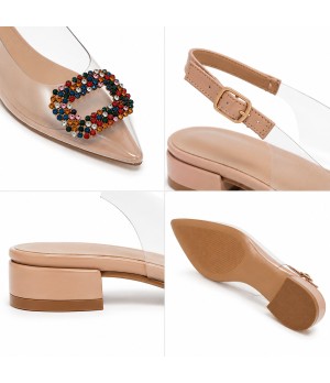 Zapato Plano Destalonado Transparente Para Mujer Pedreria Multicolor Montevita Veniceza 105312