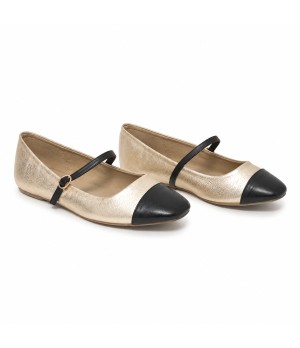 Bailarina Merceditas Para Mujer Dorado Y Negro Montevita Romaza 105317