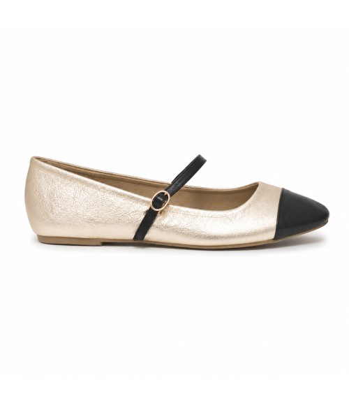 Bailarina Merceditas Para Mujer Dorado Y Negro Montevita Romaza 105317