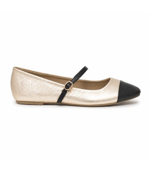 Bailarina Merceditas Para Mujer Dorado Y Negro Montevita Romaza 105317