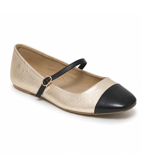 Bailarina Merceditas Para Mujer Dorado Y Negro Montevita Romaza 105317