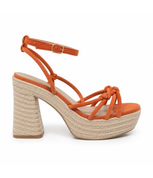 Sandalia De Tacon Y Plataforma Para Mujer Color Naranja Montevita Capriza 105295