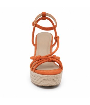 Sandalia De Tacon Y Plataforma Para Mujer Color Naranja Montevita Capriza 105295