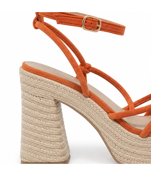Sandalia De Tacon Y Plataforma Para Mujer Color Naranja Montevita Capriza 105295