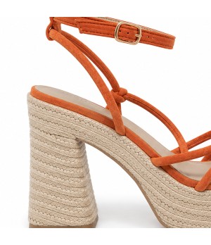 Sandalia De Tacon Y Plataforma Para Mujer Color Naranja Montevita Capriza 105295