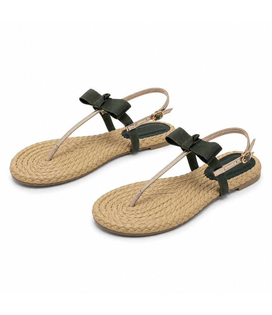 Sandalia Plana De Dedo Para Mujer Color Verde Montevita Ibiza 105298