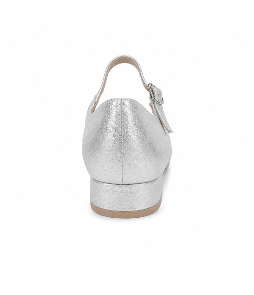 Zapato Merceditas De Tacon Bajo Para Mujer Plateado Y Negro Montevita Milanoza 105315