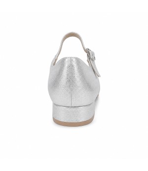 Zapato Merceditas De Tacon Bajo Para Mujer Plateado Y Negro Montevita Milanoza 105315