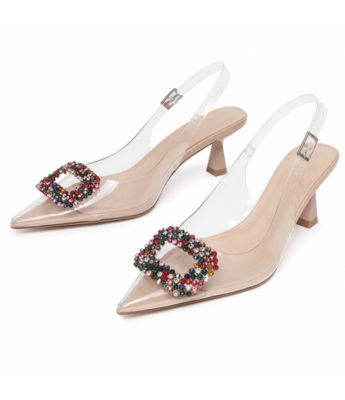 Zapato De Tacon Destalonado Transparente Para Mujer Montevita Diamondza 105294
