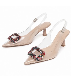 Zapato De Tacon Destalonado Transparente Para Mujer Montevita Diamondza 105294