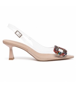 Zapato De Tacon Destalonado Transparente Para Mujer Montevita Diamondza 105294