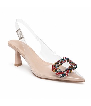 Zapato De Tacon Destalonado Transparente Para Mujer Montevita Diamondza 105294