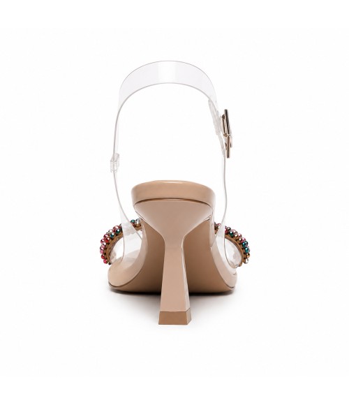 Zapato De Tacon Destalonado Transparente Para Mujer Montevita Diamondza 105294