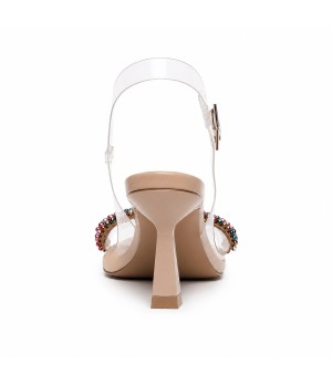 Zapato De Tacon Destalonado Transparente Para Mujer Montevita Diamondza 105294