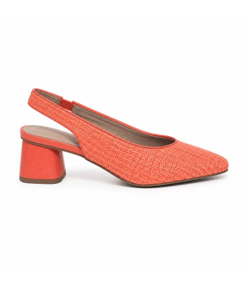 Zapato Destalonado De Tacon Bajo Para Mujer Color Naranja Montevita Veronaza 105303