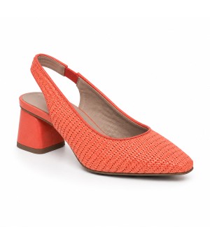 Zapato Destalonado De Tacon Bajo Para Mujer Color Naranja Montevita Veronaza 105303