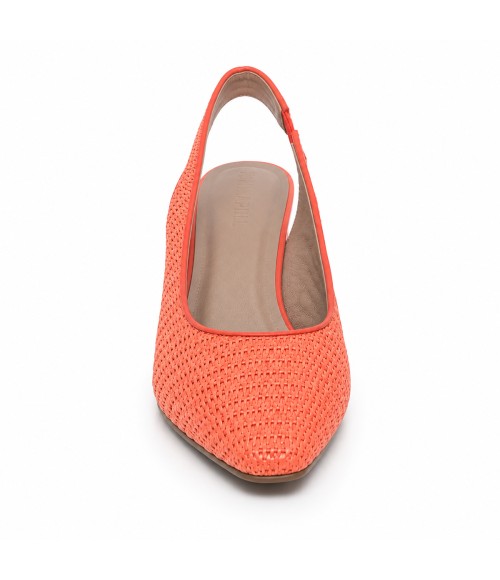Zapato Destalonado De Tacon Bajo Para Mujer Color Naranja Montevita Veronaza 105303