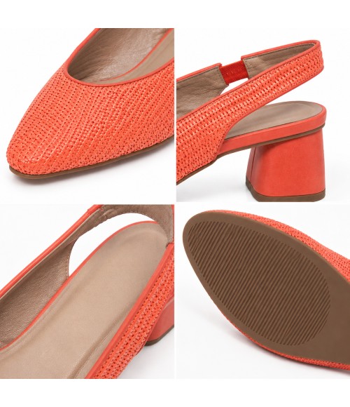 Zapato Destalonado De Tacon Bajo Para Mujer Color Naranja Montevita Veronaza 105303