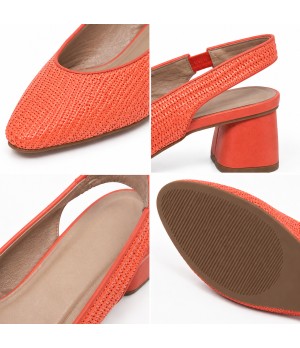 Zapato Destalonado De Tacon Bajo Para Mujer Color Naranja Montevita Veronaza 105303