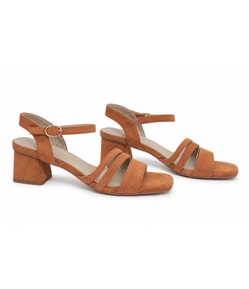 Sandalia De Tacón Bajo Para Mujer, Color Naranja. Montevita Malagaza 105304