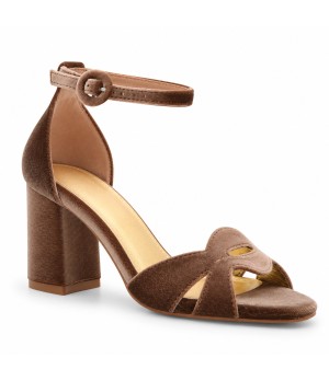 Sandalia de Terciopelo Taupe Elegante Montevita 105319