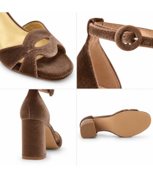 Sandalia de Terciopelo Taupe Elegante Montevita 105319