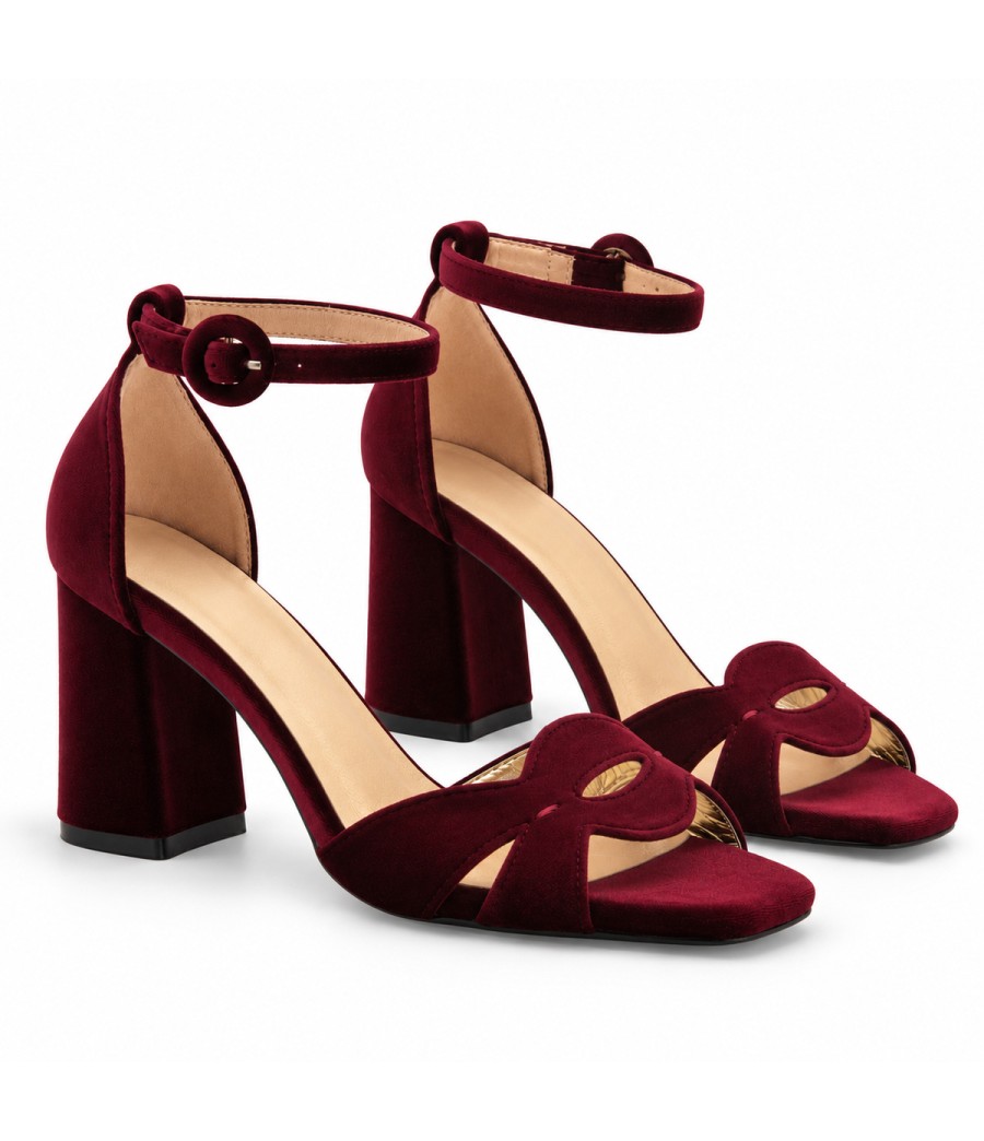 Sandalia de Terciopelo Burdeos Elegante Montevita 105320