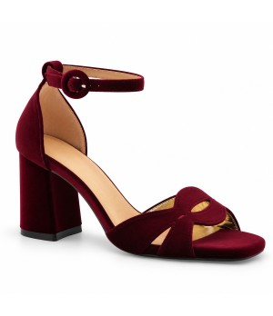 Sandalia de Terciopelo Burdeos Elegante Montevita 105320