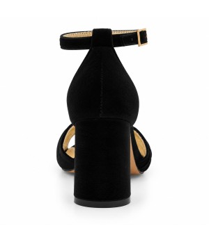Zapatos de Salon de Terciopelo Negro con Correa al Tobillo Montevita 105322