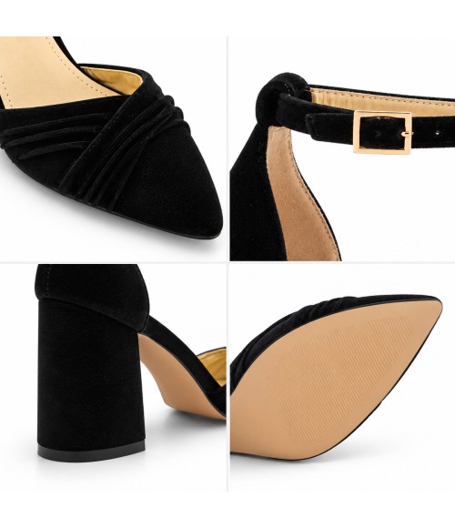 Zapatos de Salon de Terciopelo Negro con Correa al Tobillo Montevita 105322