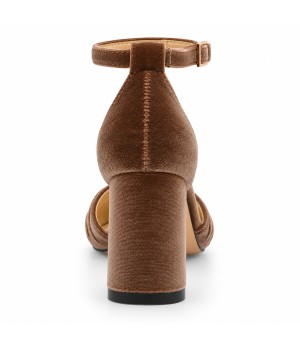 Zapatos de Salon de Terciopelo Taupe con Correa al Tobillo Montevita 105323