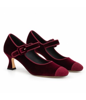 Zapato Burdeos de Terciopelo con Hebilla Montevita 105335