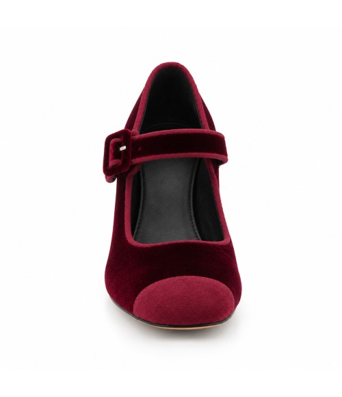 Zapato Burdeos de Terciopelo con Hebilla Montevita 105335